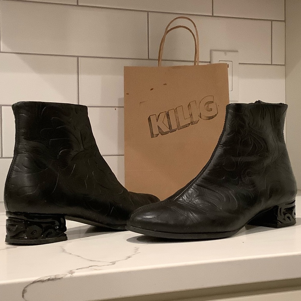 Miista Ryan Black Leather Ankle Boots size 39